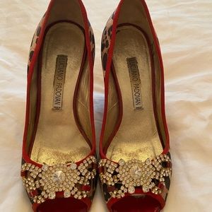 Beautiful leopard and rhinestone heels